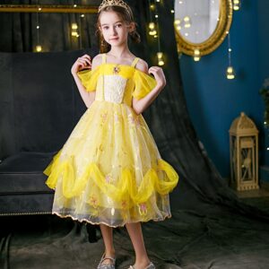 Váy người đẹp belle cho bé gái 2-8 tuổi màu vàng- coslay người đẹp và quái vật
