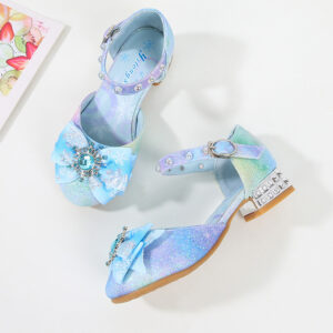 Giày công chúa đính nơ có gót cho bé gái 3-8 tuổi