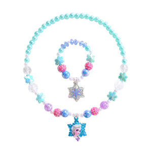 Set bộ trang sức 2 món phụ kiện công chúa Elsa Frozen vòng cổ vòng tay cho bé gái 3-8 tuổi