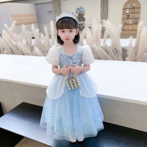 Váy công chúa lọ lem Cinderella cho bé gái màu xanh